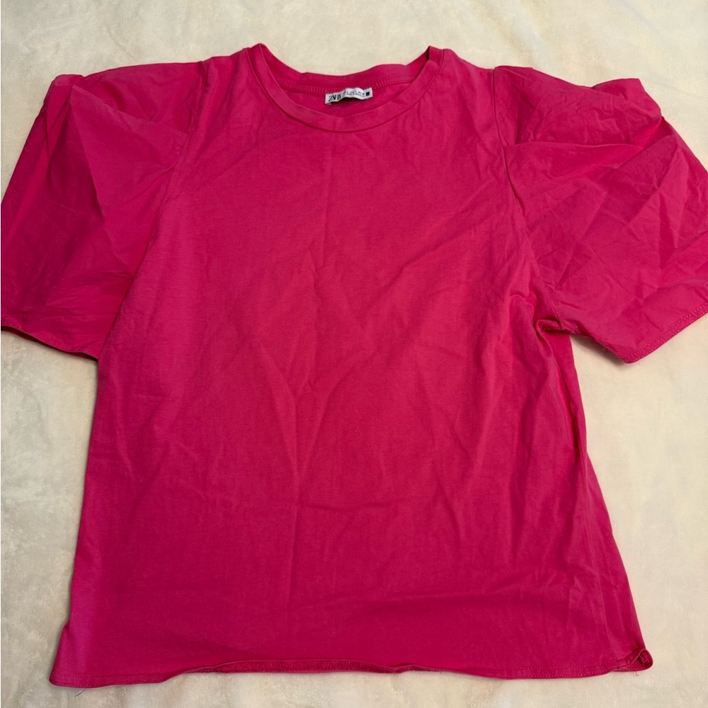 Zara Fuchsia Crew Neck Tee